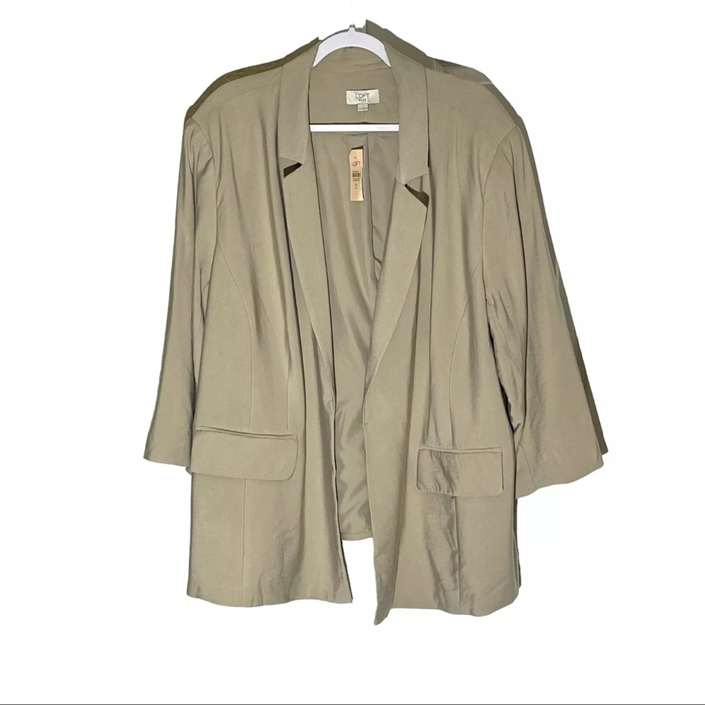 LOFT Plus  Tan  Open Blazer Jacket  size 26 Career Casual Pockets NWT
